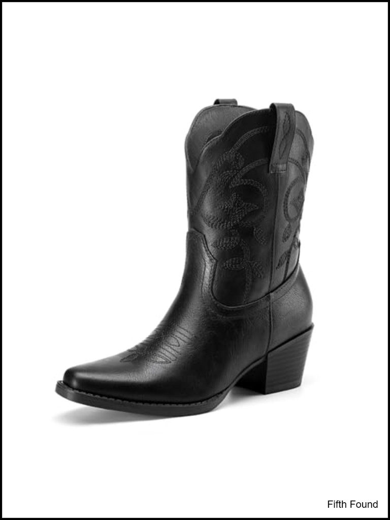 Women's Cowboy Cowgirl Ankle Boots Square Toe Low Chunky Heel Embroidery